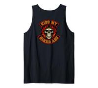 KISS My Biker Ass (Art On Back) Funny Biker Patch Gang Skull Tank Top