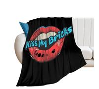 Kiss My Bricks Flannel Blanket Throw 250g Lightweight Carpet Large Bed Blankets for Sofa Couch Bed 60"*80"(150 * 200cm)