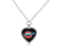 Kiss My Bricks Heart Silver Pet Urn Necklace Memorials Funerary Ashes Classic Pendant for Dog Cat Lover