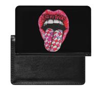 Kiss My Bricks Printed Passport Holder Cover PU Leather Travel Waterproof Slim Passport Wallet for Airport