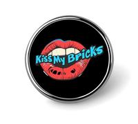 Kiss My Bricks Round Metal Brooches 1 Inch Memorial Badges Exquisite Decorations Pins for Clothing