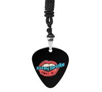 Kiss My Bricks Vintage Pick Necklace Guitar Bass Pick Pendant &B Steel Music Jewelry for Music Lovers