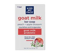 Kiss My Face Goat Milk Bar Soap - Peach + Apple Blossom - Probiotic Goat Milk Soap Bar - Cruelty Free and Palm Oil Free (Peach + Apple Blossom, Pack of 1)