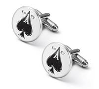 Kiss My Poker Card Spades Shirt Cufflinks Round Cuff Links for Business Wedding Party Father's Day Gift 1.7cm