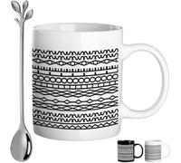 Kiss My Whole Ass Coffee Mug, 11oz Ceramic Mug with Sideways Hidden Message & Geometric Pattern, Funny Cryptic Gift for Office or Home Use (White 1piece)