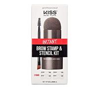 Kiss New York Professional Instant Brow Stamp and Stencil Kit Powder Stamp Eyebrow Shaping Kit (Black Brown)