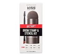 Kiss New York Professional Instant Brow Stamp and Stencil Kit Powder Stamp Eyebrow Shaping Kit (Dark Brown)