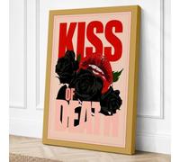 Kiss of Death Typography Canvas Wall Art Print 24x16 Inch (61 x 41 cm)