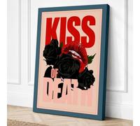 Kiss of Death Typography Canvas Wall Art Print 24x16 Inch (61 x 41 cm)