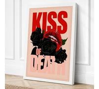 Kiss of Death Typography Canvas Wall Art Print 24x16 Inch (61 x 41 cm)