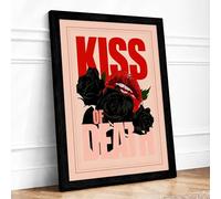 Kiss of Death Typography Framed Wall Art Print A2 (59.4×42cm) Black, Wall Decor for Living Room, Bedroom, Office & Home, Ready to Hang, Art Gift