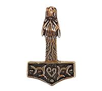 Kiss of Leather Thor's Hammer Pendant with Wolf Head Bronze No. 74