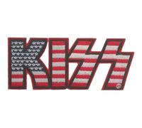 KISS Patch American Flag Band Logo Official Red Woven Iron On 40 x 95mm Accessory Size