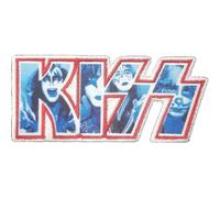 KISS Patch Infill Band Logo Official White Woven Iron On 45 x 95mm One Size
