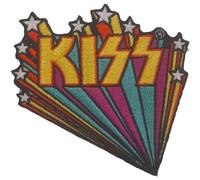 KISS Patch Star Banners Band Logo Official Black Woven Iron On 90 x 90mm Accessory Size