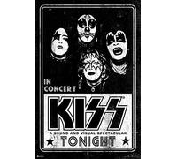 Kiss Poster Live Concert Wall Art - Rock Retro Vintage Heavy Metal Band Music Cool Man Cave Decor - Make Up Metal Gift Print 12x18