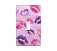 Kiss Print Light Switch Cover Plates/Outlet Covers, Peach and Violet Lip Patterns for Bedroom Decor, Thermoplastic Wall Plates, Standard Size Single Toggle