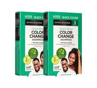 Red by Kiss Quick Cover Natural Herbal Color Change Shampoo 3 Pouches (2 PACK, Natural Black)
