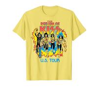 KISS - Return of KISS Black & White T-Shirt, Men, Lemon Yellow, Large