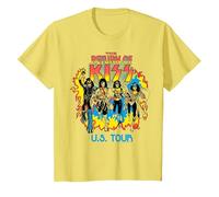KISS - Return of KISS Black & White T-Shirt, Youth, Lemon Yellow, X-Small