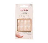 KISS Salon Acrylic French Nude Collection, Cashmere, Medium Length Nude Fake Nails, Includes False Nails, Nail Glue, Nail File, and Manicure Stick, 28 Count (Pack of 1)