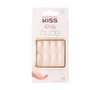 KISS Salon Acrylic French Nude Collection, Leilani, Medium Length Nude Fake Nails, Includes 28 False Nails, Nail Glue, Nail File, and Manicure Stick
