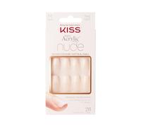 KISS Salon Acrylic French Nude Collection, Leilani, Medium Length Nude Fake Nails, Includes 28 False Nails, Nail Glue, Nail File, and Manicure Stick