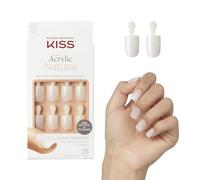KISS Salon Acrylic Natural Collection, Brief Encounter, Real Short Length Square Fake Nails Includes 28 False Nails, Nail Glue, Nail File, and Manicure Stick