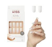 KISS Salon Acrylic Natural Collection, Euphoria, Medium Length Square Fake Nails Includes 28 False Nails, Nail Glue, Nail File, and Manicure Stick