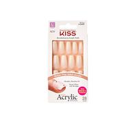 KISS Salon Acrylic Natural Collection, Strong Enough, Long Length Square Fake Nails Includes 28 False Nails, Nail Glue, Nail File, and Manicure Stick