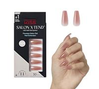 KISS Salon X-tend Glue On Nails, Flowers, Medium Pink, Long Size, Coffin Shape, 34 Ct.