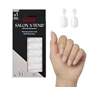 KISS Salon X-tend Press On Nails, Nail Glue included, Keep It, light White, Short size, Oval shape, 34 Ct.