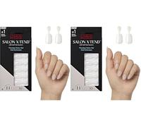 KISS Salon X-tend Press On Nails, Nail Glue included, Keep It, light White, Short size, Oval shape, 34 Ct. (Pack of 2)