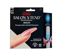 KISS Salon X-tend, Press-On Nails, Nail glue included, Tone', Medium Pink, Long Size, Coffin Shape, Includes 30 Nails, 5Ml Led Soft Gel Adhesive, 1 Led Lamp, 1 Prep Pad, 1 Manicure Stick, 1 Mini File