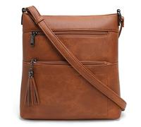 Kiss Sea Crossbody Bags for Women Crossbody Purse with Tassel and Adjustable Strap for Travel, Brown, Small