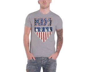 KISS Stars & Stripes T-Shirt in Grey | Size: XL Kiss Grey XL