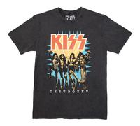 KISS Stone Wash T-Shirt: Destroyer 3D Logo OFFICIAL NEW