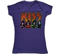 KISS T Shirt Band Logo Faces and Icons Official Womens Skinny Fit Purple M