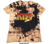 Kiss T Shirt Classic Band Logo Official Mens Dip Dye Tan and Black M