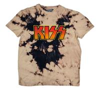 Kiss T Shirt Classic Band Logo Official Mens Dip Dye Tan and Black M