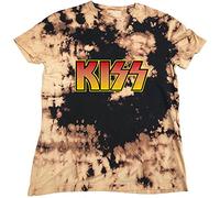 KISS T Shirt Classic Band Logo Official Unisex Dip Dye Tan and Black L