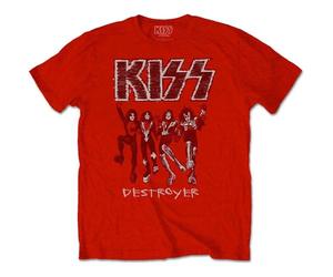 Kiss T Shirt Destroyer Sketch Band Logo Official Mens Red