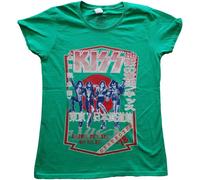 KISS T Shirt Destroyer Tour 78 Band Logo Official Womens Skinny Fit Green L