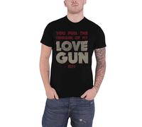 KISS T Shirt Love Gun Pull The Trigger Band Logo distressed Official Mens Black