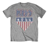 Kiss T Shirt Stars and Stripes Band Logo Official Mens Grey L