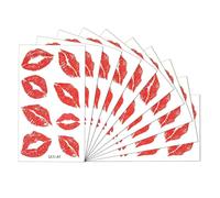 Kiss Tattoos 15sheets Mini Mixed Lip Print Tattoo Stickers Pool Beach Use (Red)