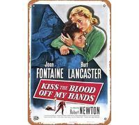 Kiss the Blood Off My Hands 1948 Metal Retro Tin Sign Wall Decoration 12 x 8 inches Movie Poster Vintage Look
