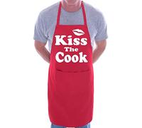 Kiss The Cook Novelty Cooking Funny Unisex Apron Red
