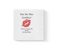 Kiss The Miss Goodbye Personalized Bridal Shower Napkins, Custom Wedding Party Cocktail Napkins
