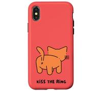 Kiss The Ring Cat X Bottom Butt Back Side Cat Lovers Funny Case for iPhone X/XS